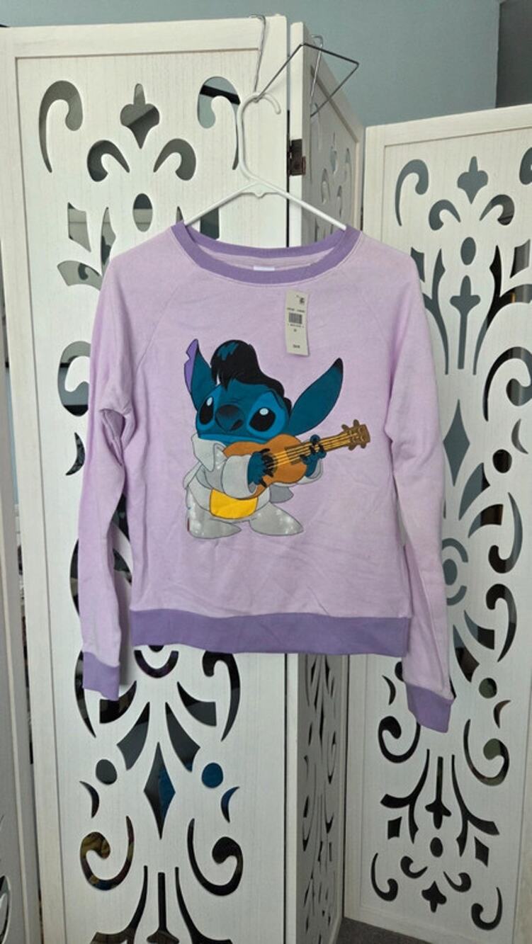 Disney Stitch Lavender Sweatshirt NWT XS Graphic Pullover Lilo Cute